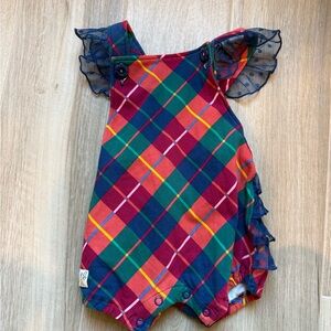 12 month Wildflowers Vibrant Plaid Romper